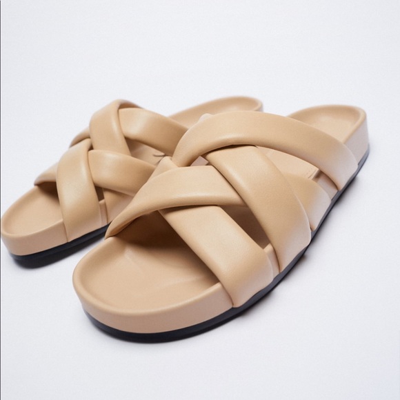 Zara Quilted Strap Leather Sandals
